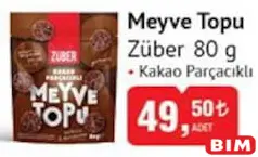 ZÜBER MEYVE TOPU KAKAO PARÇACIKLI 80 G